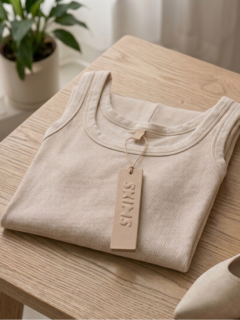SKIMS Cotton Rib Tank Catsuit Oatmeal Heather XS Jumpsuit One Piece NWT - Picture 9 of 9